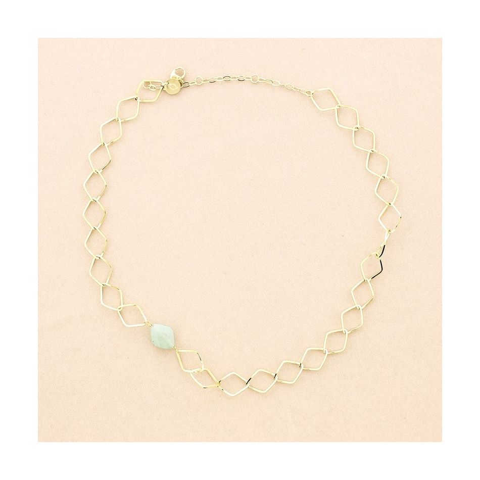 FACETED STONE STEEL CHOKER 35CM+