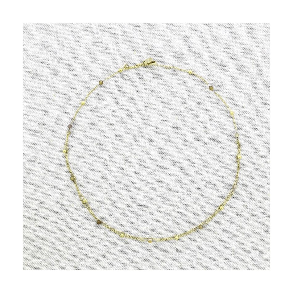DOUBLE STEEL STONE SHORT NECKLACE