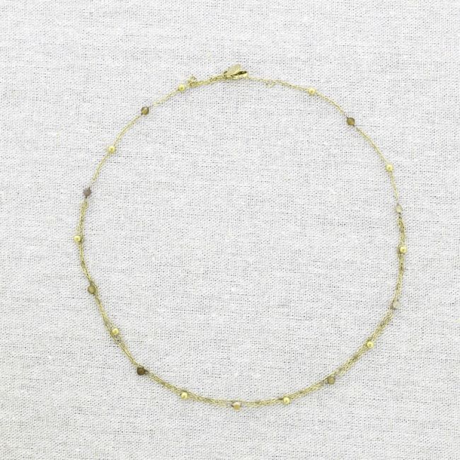 DOUBLE STEEL STONE SHORT NECKLACE