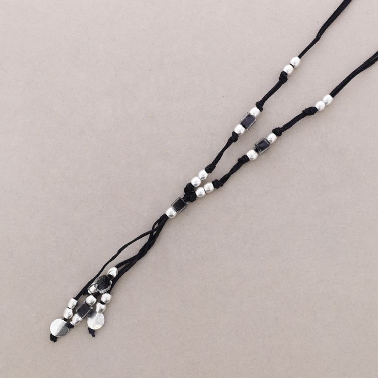COLLAR LARGO CUENTAS METAL CRISTAL