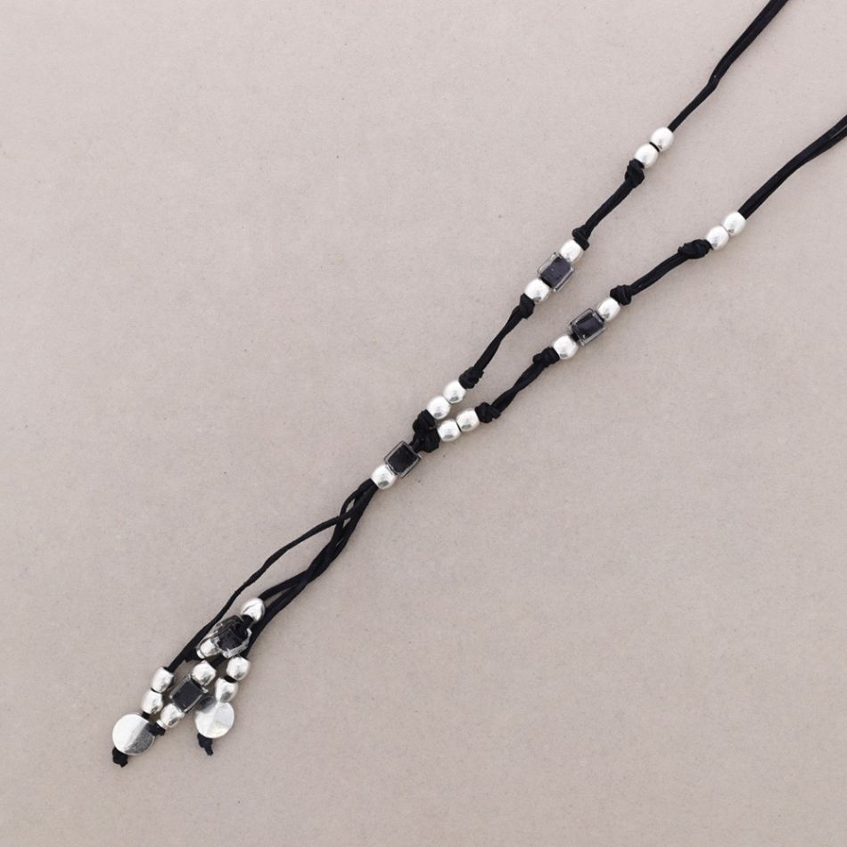 COLLAR LARGO CUENTAS METAL CRISTAL