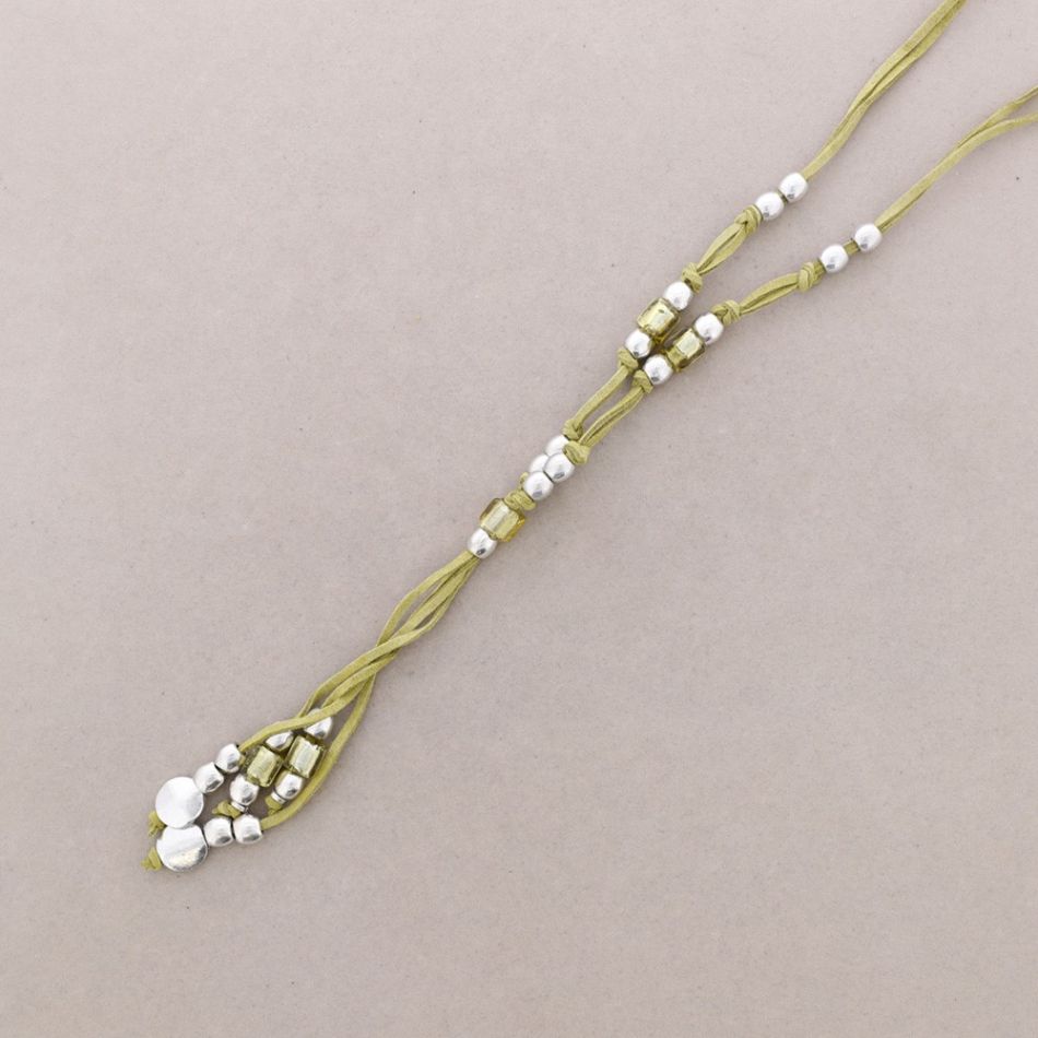 COLLAR LARGO CUENTAS METAL CRISTAL