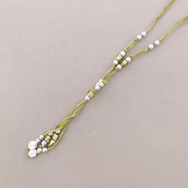COLLAR LARGO CUENTAS METAL CRISTAL