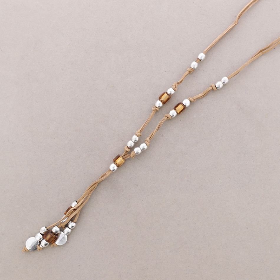 COLLAR LARGO CUENTAS METAL CRISTAL