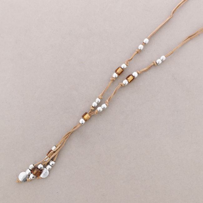 COLLAR LARGO CUENTAS METAL CRISTAL