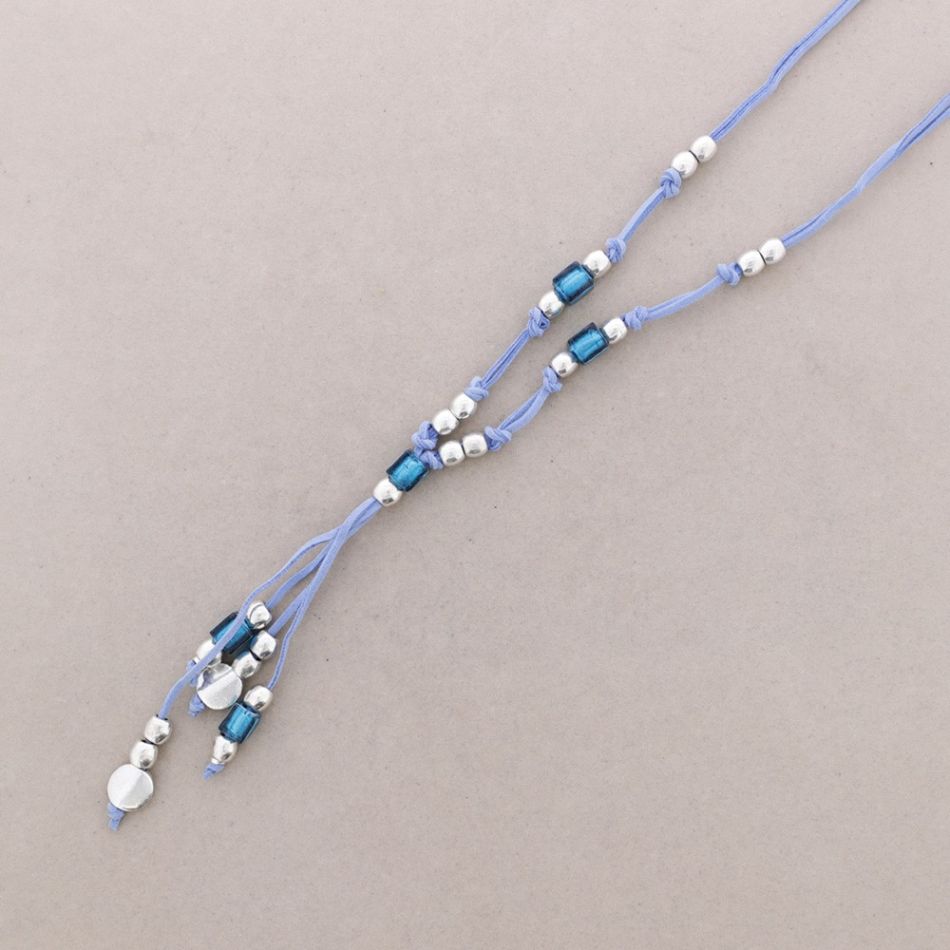 COLLAR LARGO CUENTAS METAL CRISTAL