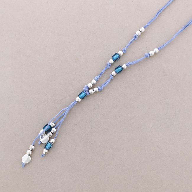 COLLAR LARGO CUENTAS METAL CRISTAL