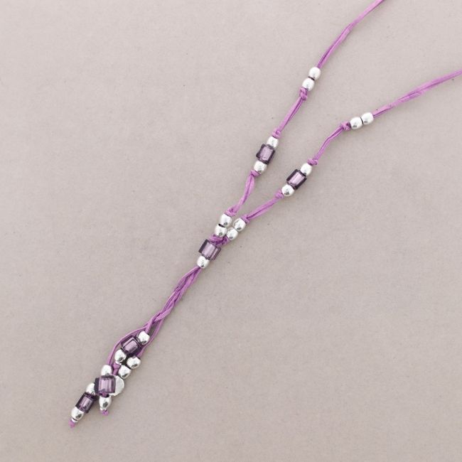 LONG NECKLACE WITH METAL CRYSTAL BEADS
