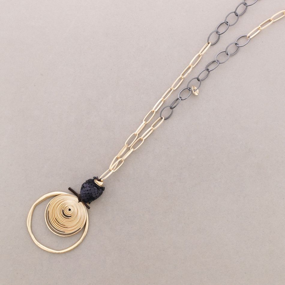 COLLAR LARGO COLGANTE ESPIRAL METAL
