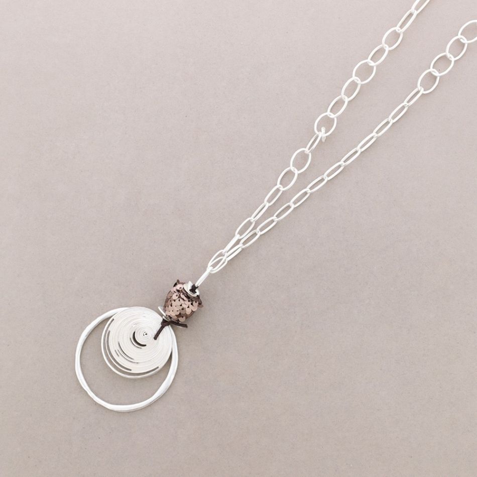 COLLAR LARGO COLGANTE ESPIRAL METAL