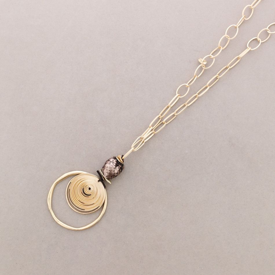 COLLAR LARGO COLGANTE ESPIRAL METAL