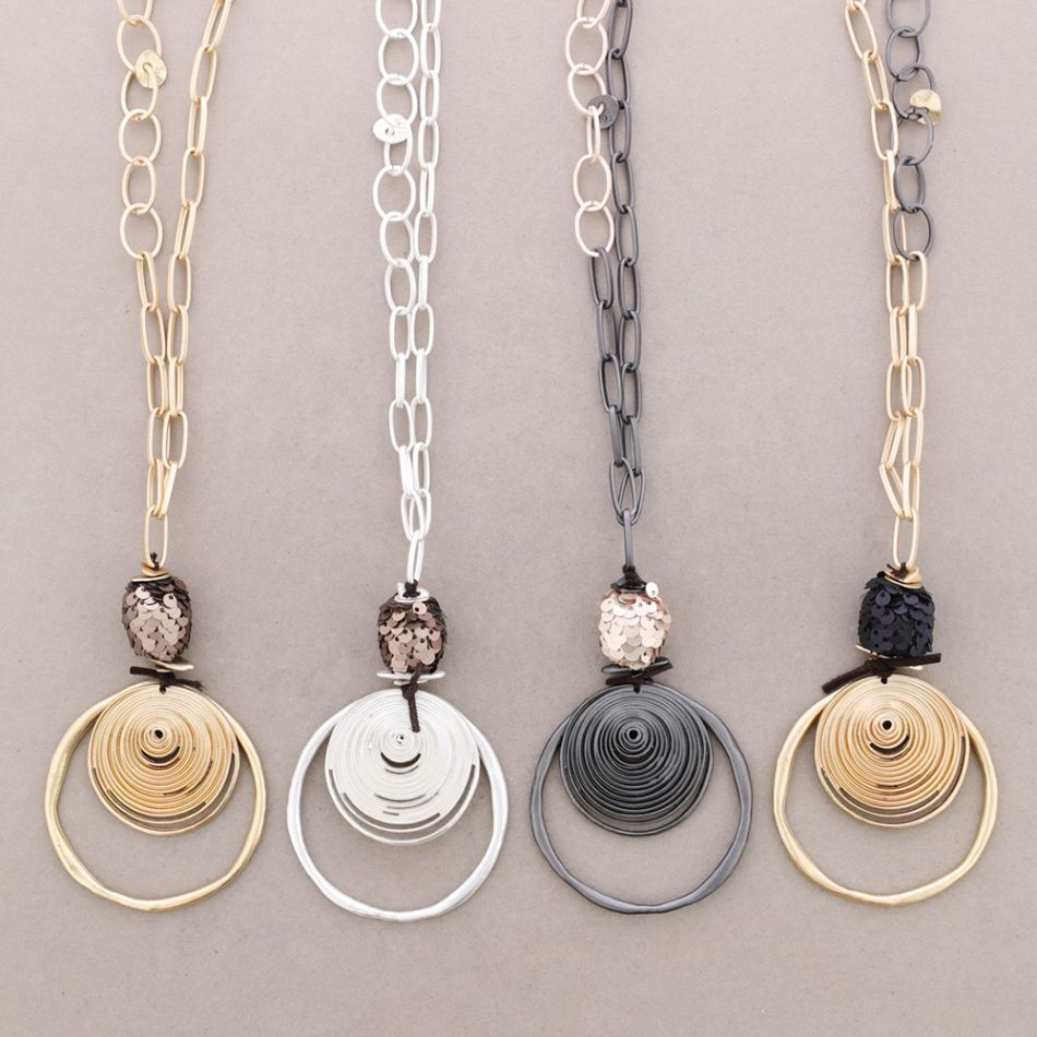 COLLAR LARGO COLGANTE ESPIRAL METAL