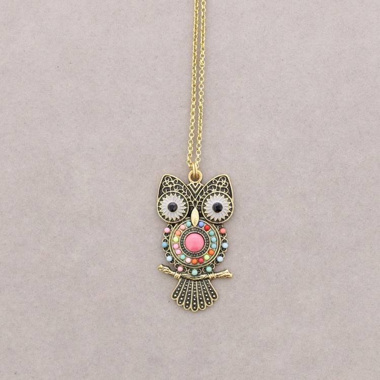 LONG PENDANT NECKLACE FIGURE METAL BEADS 2
