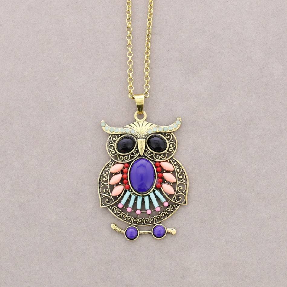 LONG PENDANT NECKLACE FIGURE METAL BEADS
