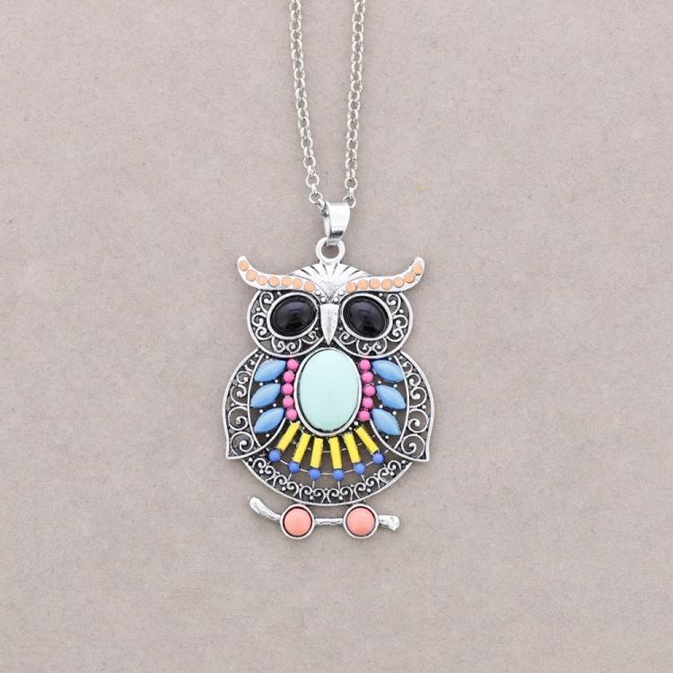 LONG PENDANT NECKLACE FIGURE METAL BEADS 2