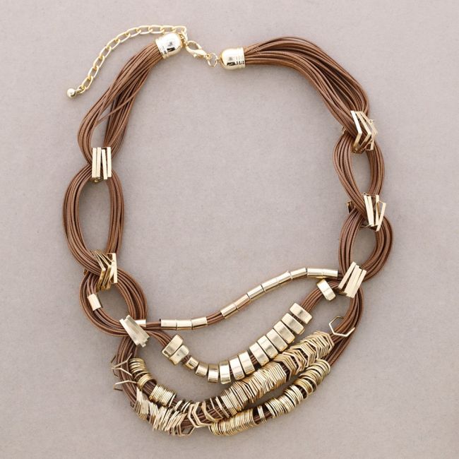 LEATHER CHOKER WITH METAL BEADS