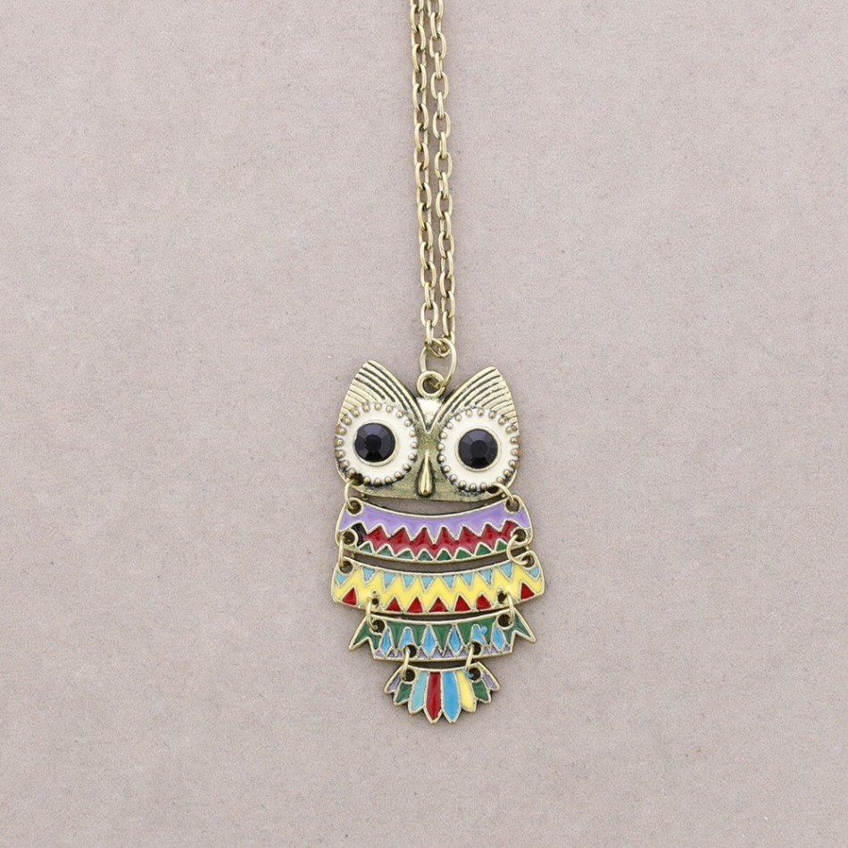 LONG PENDANT NECKLACE ENAMEL METAL