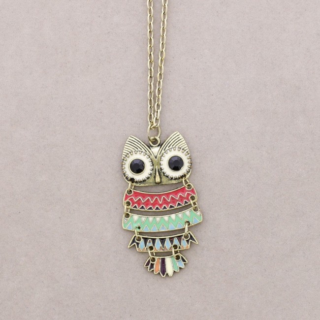 LONG PENDANT NECKLACE ENAMEL METAL