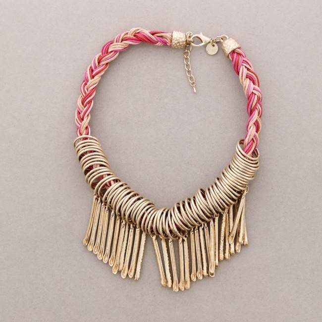 GARGANTILLA CORDONES CUENTAS METAL
