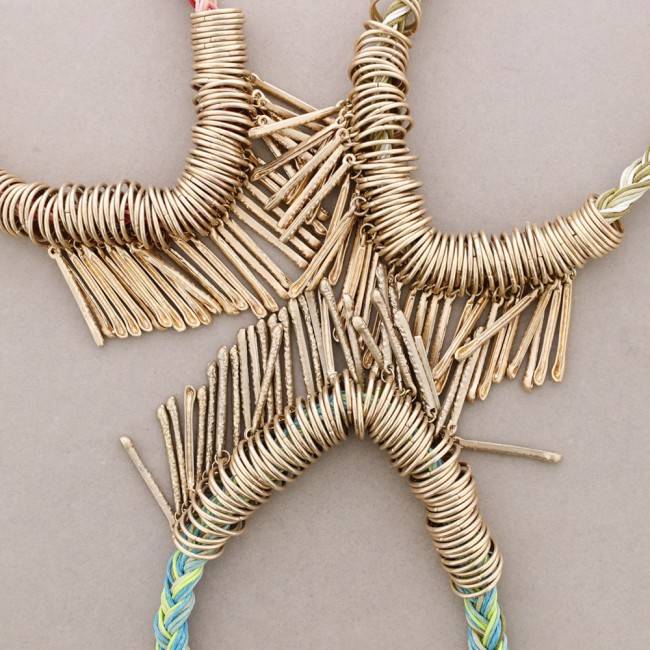 METAL BEADS LACE SHORT NECKLACE