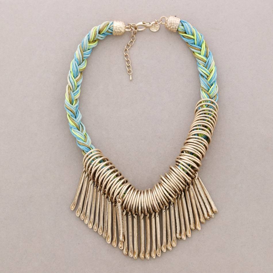 GARGANTILLA CORDONES CUENTAS METAL