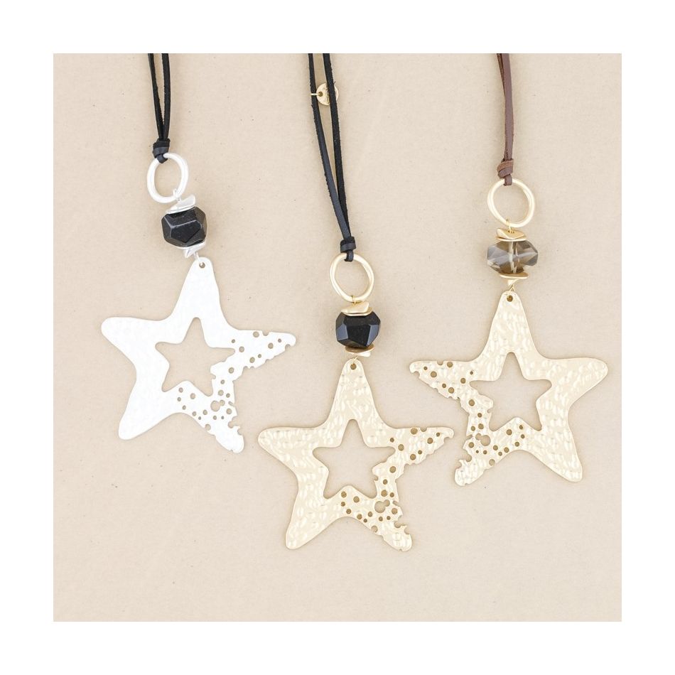 METAL STAR PENDANT LONG NECKLACE