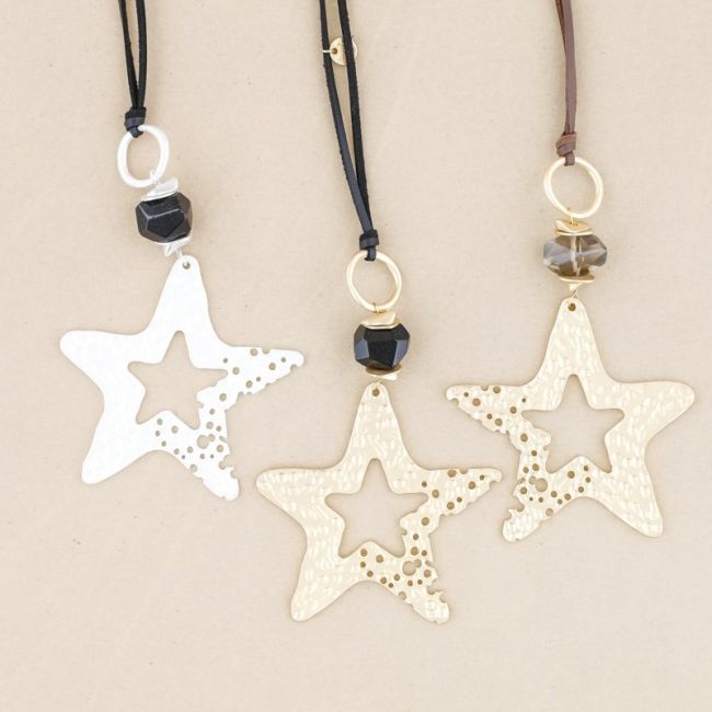 METAL STAR PENDANT LONG NECKLACE