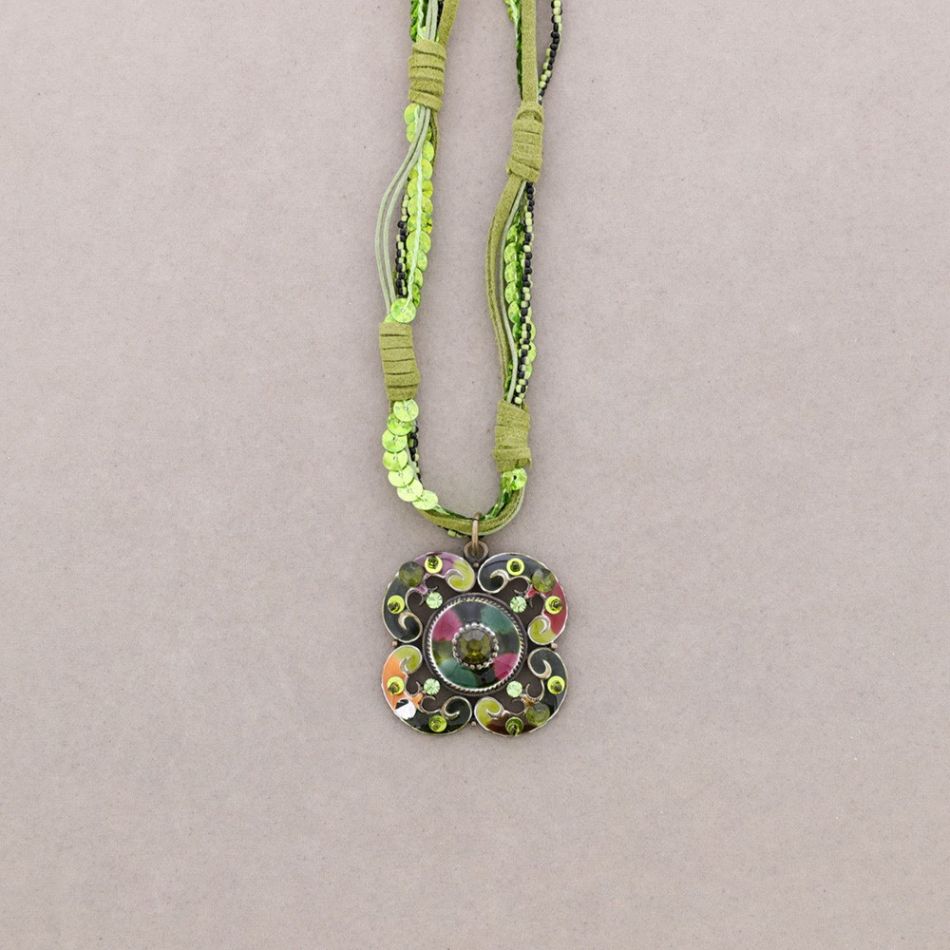 PENDANT NECKLACE CRYSTAL ENAMEL