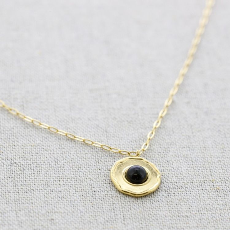 COLLAR ACERO MEDALLA PIEDRA 42CM