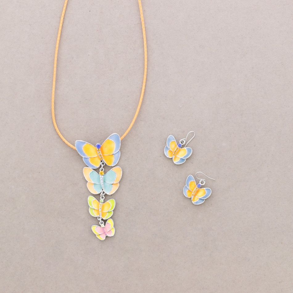 CRYSTAL ENAMEL BUTTERFLY SET