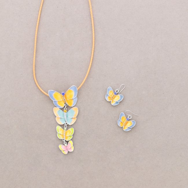 CRYSTAL ENAMEL BUTTERFLY SET