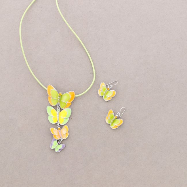 CRYSTAL ENAMEL BUTTERFLY SET