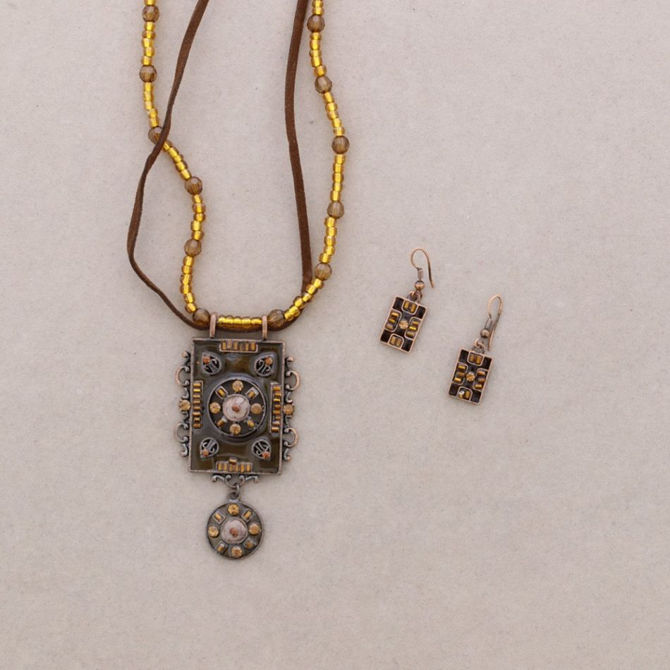 HANGING SET METAL ENAMEL CRYSTAL BEADS