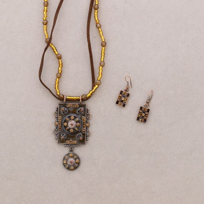 HANGING SET METAL ENAMEL CRYSTAL BEADS