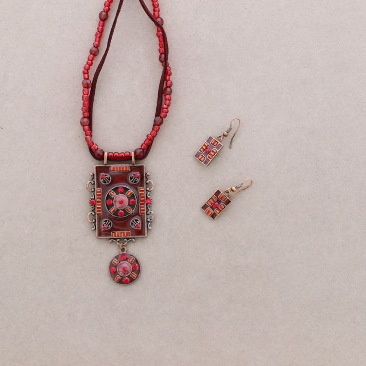 HANGING SET METAL ENAMEL CRYSTAL BEADS 2