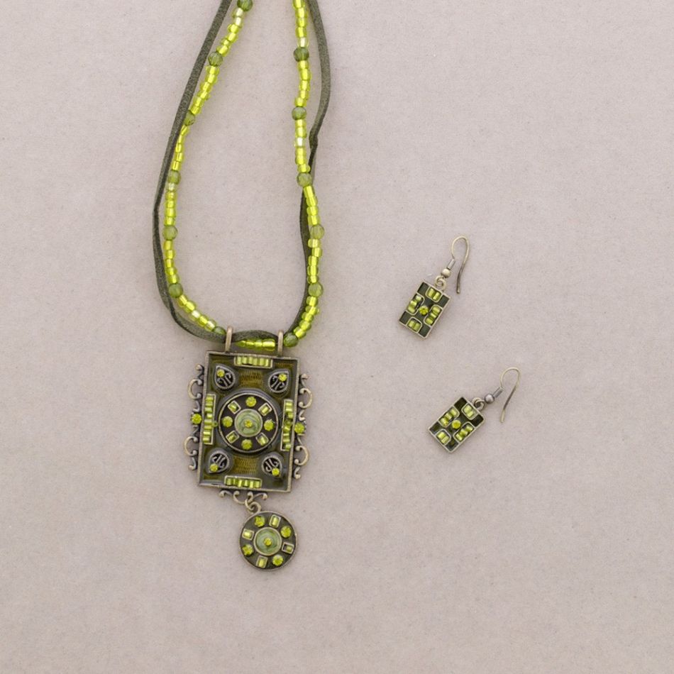 HANGING SET METAL ENAMEL CRYSTAL BEADS