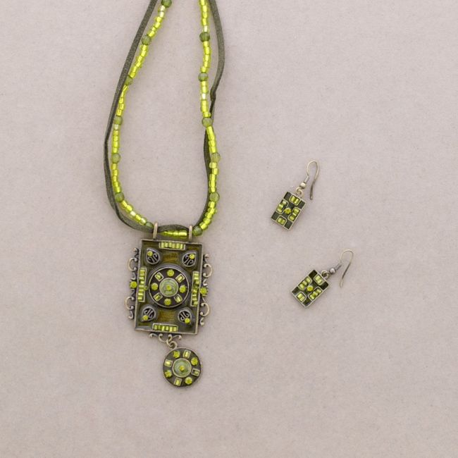 HANGING SET METAL ENAMEL CRYSTAL BEADS