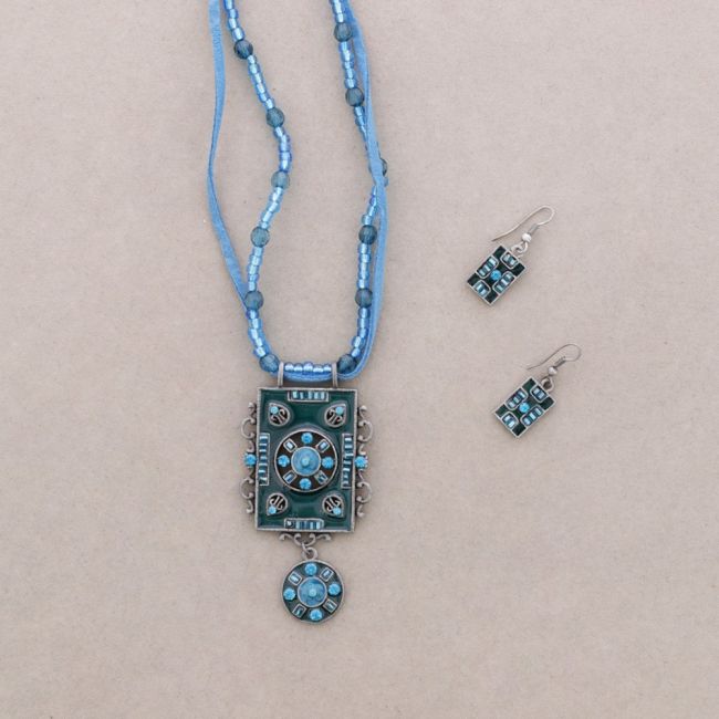HANGING SET METAL ENAMEL CRYSTAL BEADS