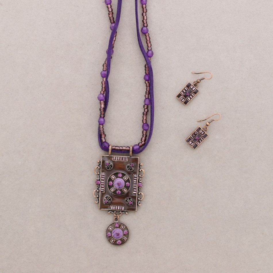HANGING SET METAL ENAMEL CRYSTAL BEADS