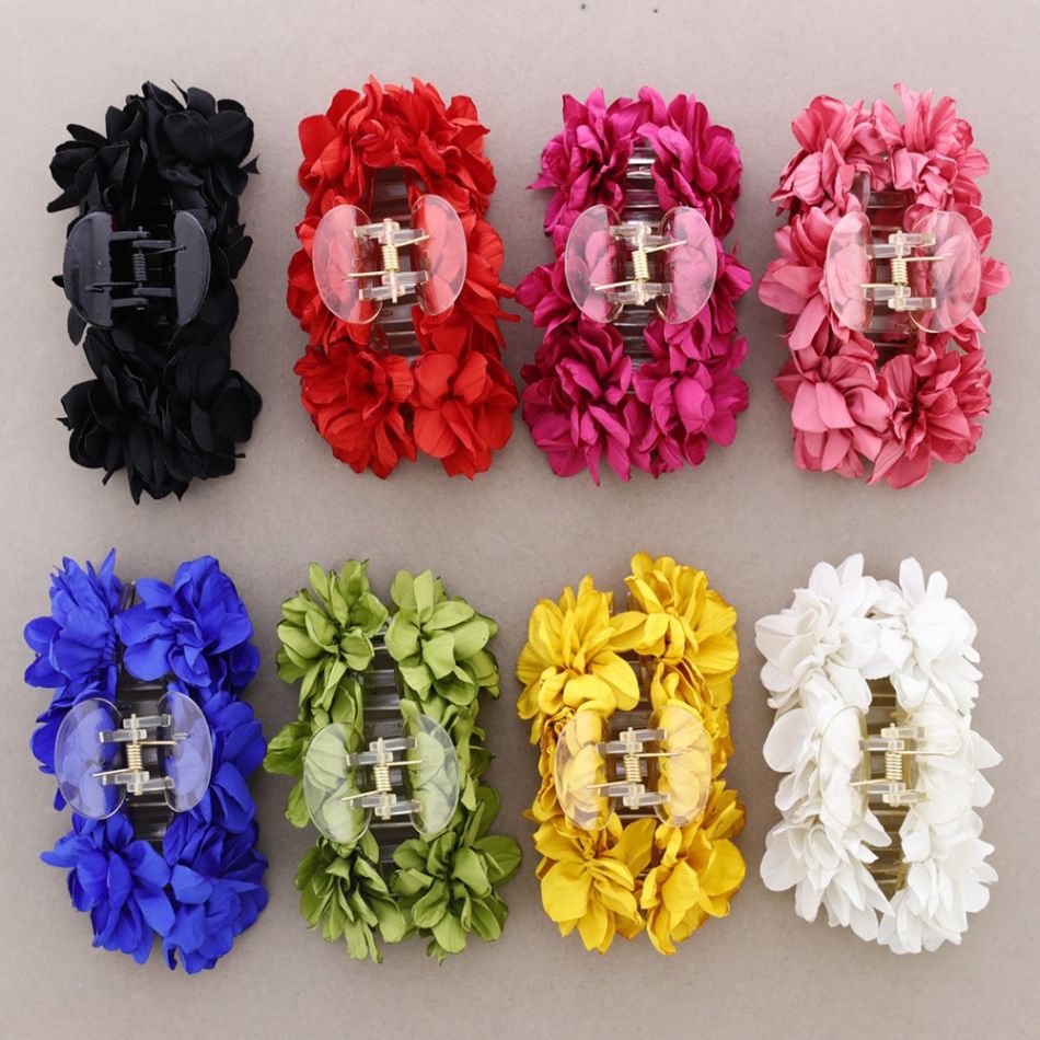 HAIR CLIP 6 FLOWERS FABRIC
