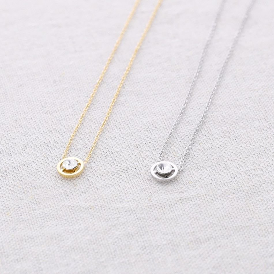 STEEL CRYSTAL SHORT NECKLACE