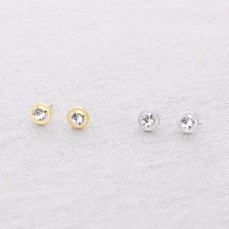 STEEL STUD CRYSTAL EARRINGS 2