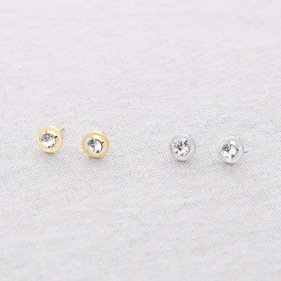 PENDIENTES ACERO PRESIÓN CRISTAL