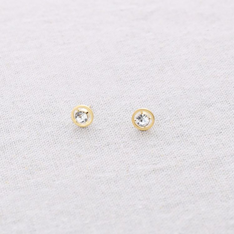 STEEL STUD CRYSTAL EARRINGS