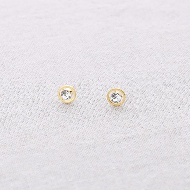 STEEL STUD CRYSTAL EARRINGS