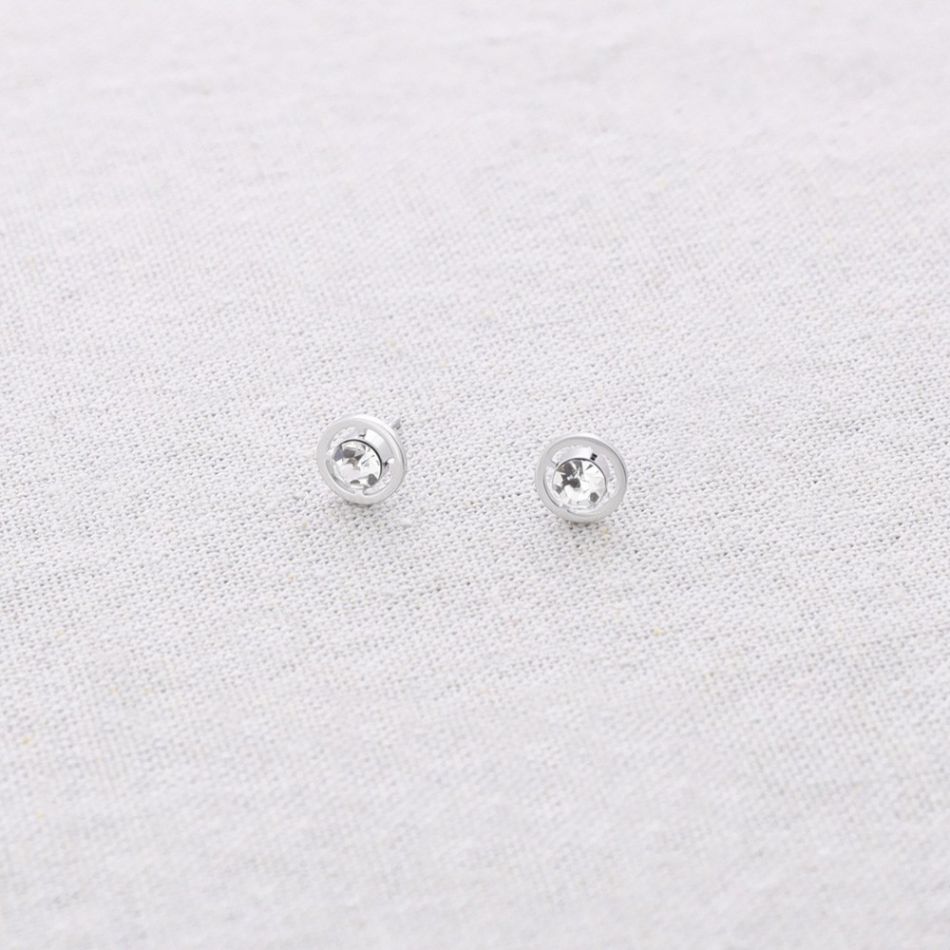 STEEL STUD CRYSTAL EARRINGS