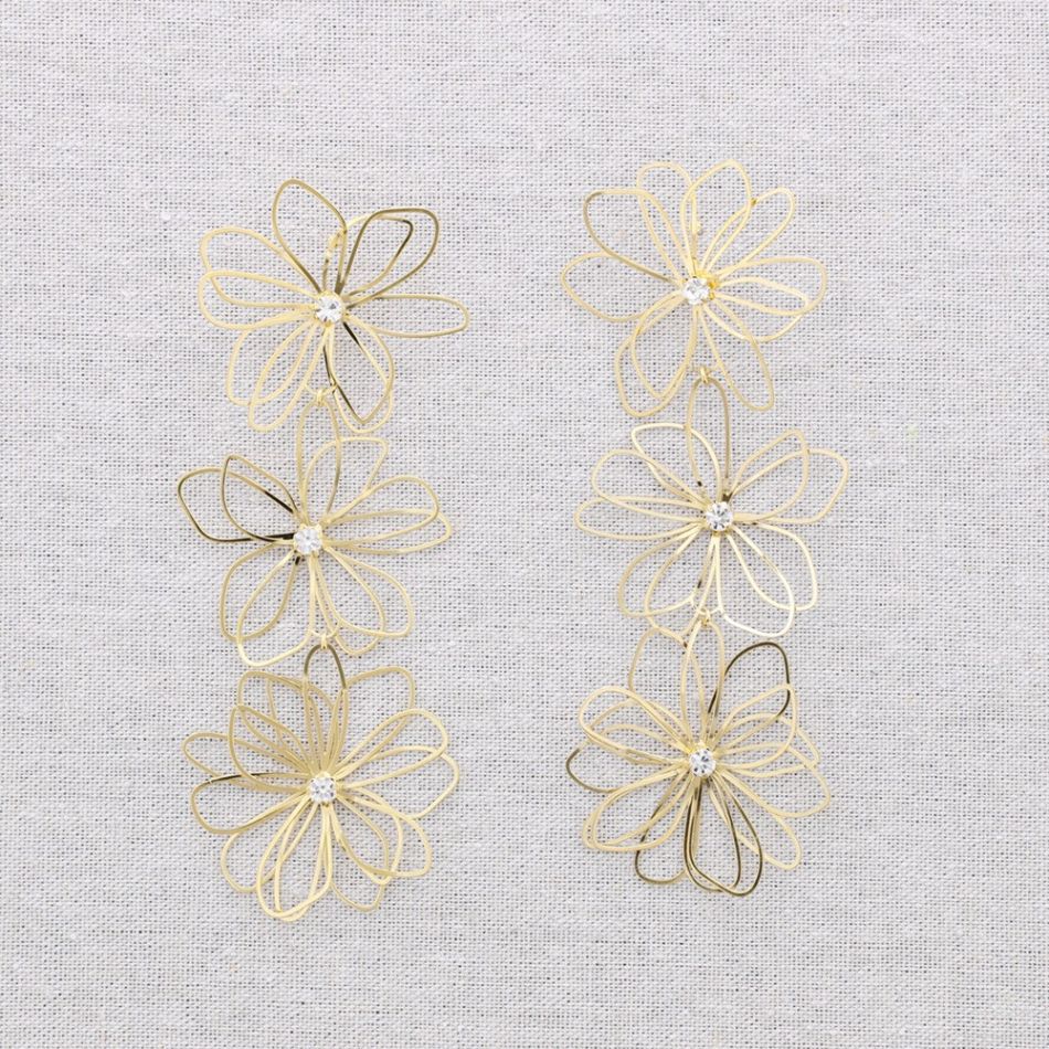 PENDIENTES ACERO TRIPLE FLOR