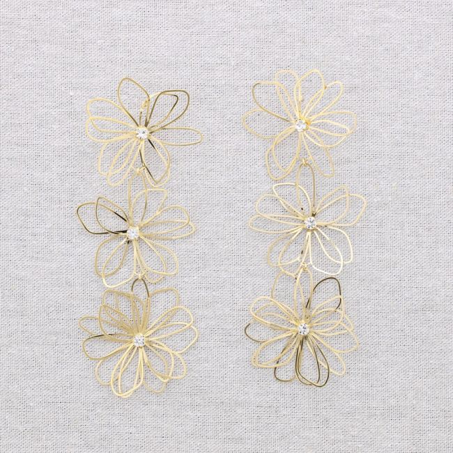 PENDIENTES ACERO TRIPLE FLOR