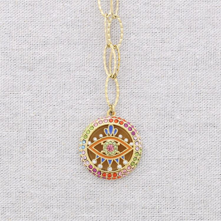 STEEL CHOKER WITH TURKISH EYE MEDAL PENDANT 2