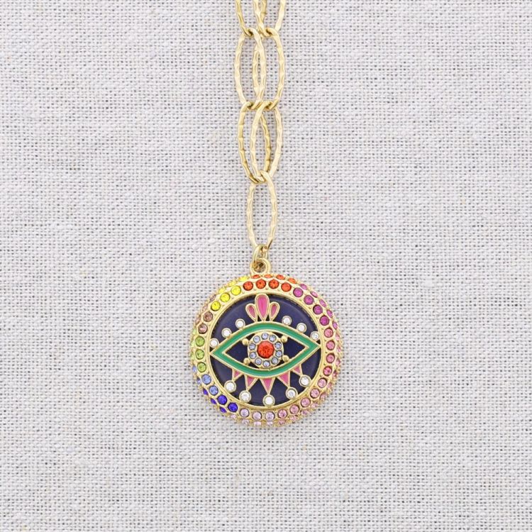 STEEL CHOKER WITH TURKISH EYE MEDAL PENDANT